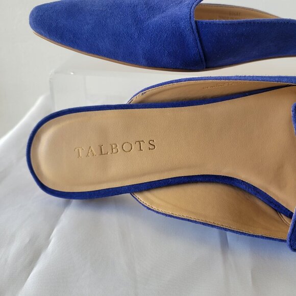 Talbots Blue Suede Leather Tassel Pointed Toe Mules (Size: 9½M) - Picture 9 of 13